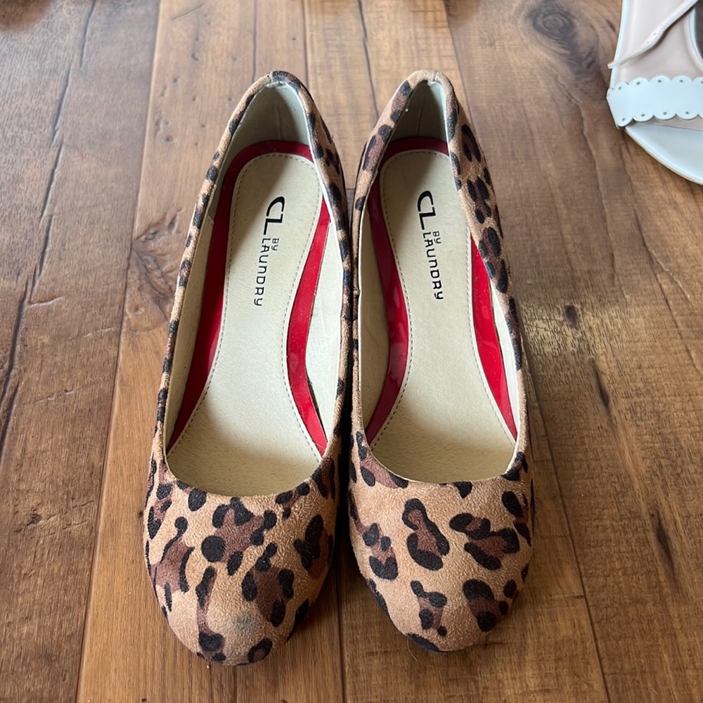 CL by Laundry Faux Suede Leopard Wedges